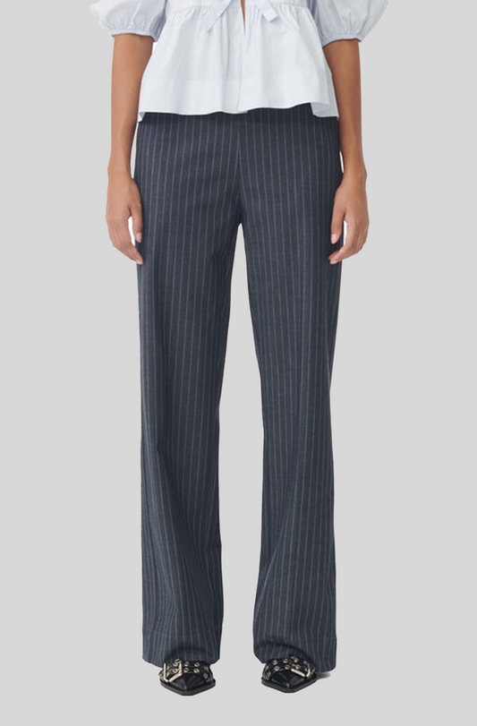 STRETCH STRIPED MID WAIST TROUSERS