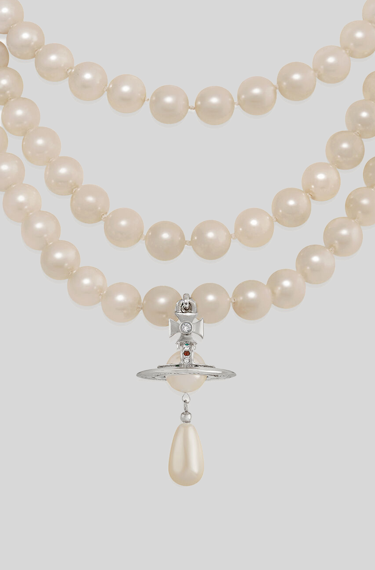 THREE ROW PEARL DROP CHOKER