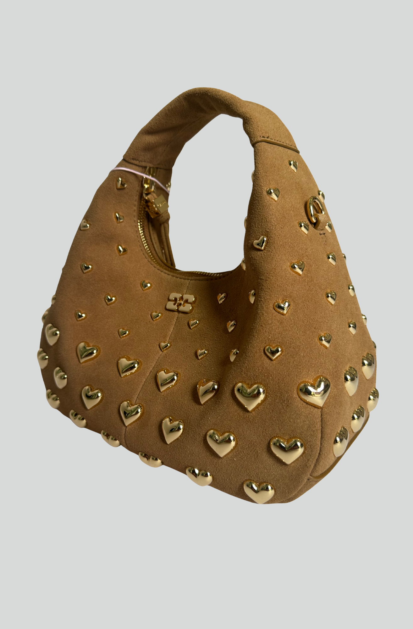 RECYCLED SUEDE STUD MINI HOBO BAG