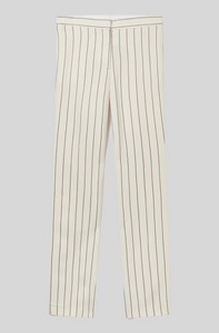 STRIPED MID-RISE STRAIGHT LEG TROUSERS