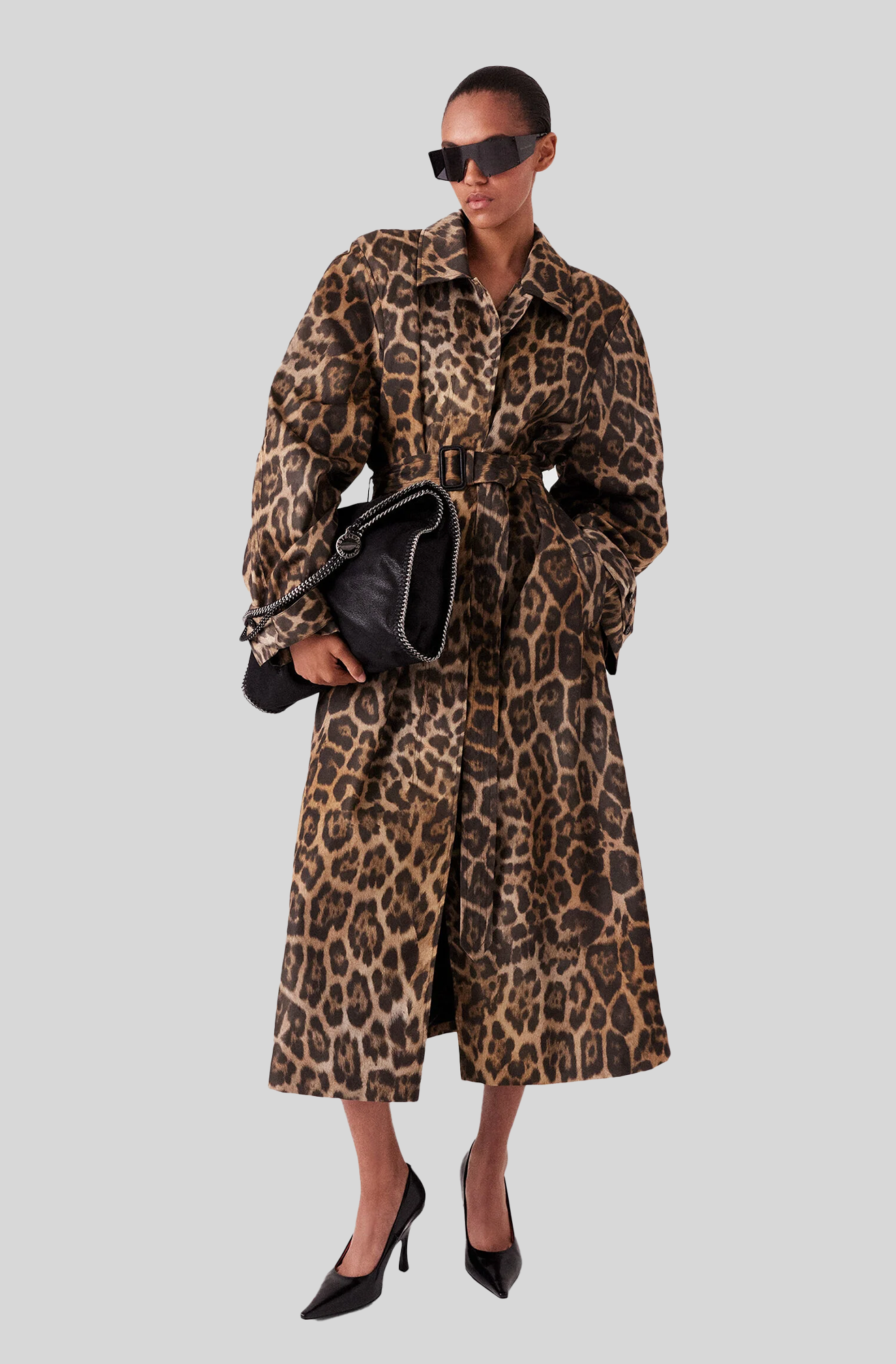 LEOPARD BELTED TRENCH COAT