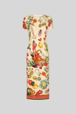 Load image into Gallery viewer, VEGETABLE PRINT MIDI DRESS IN MULTI
