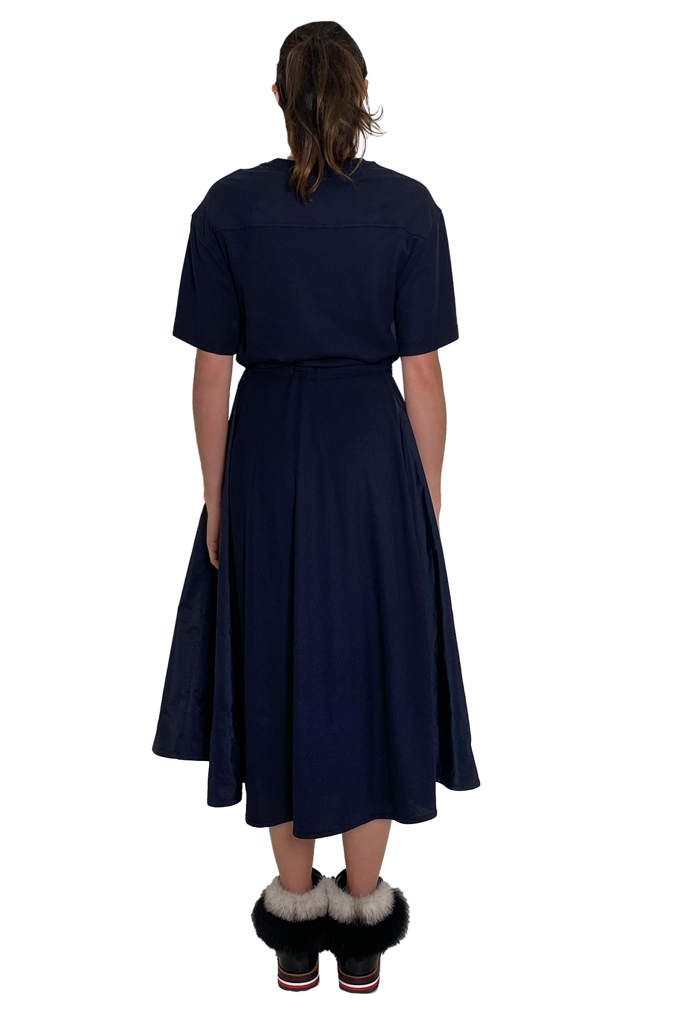 DRAWSTRING DRESS IN NAVY