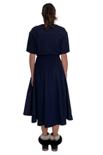 Load image into Gallery viewer, DRAWSTRING DRESS IN NAVY
