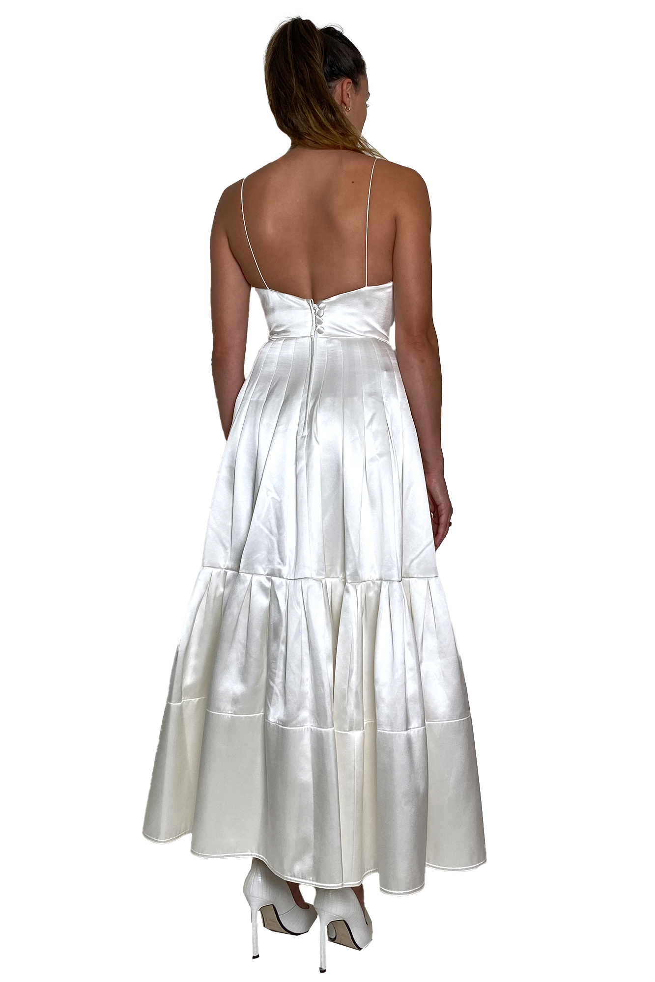 SILK TIER DRESS IN WHITE