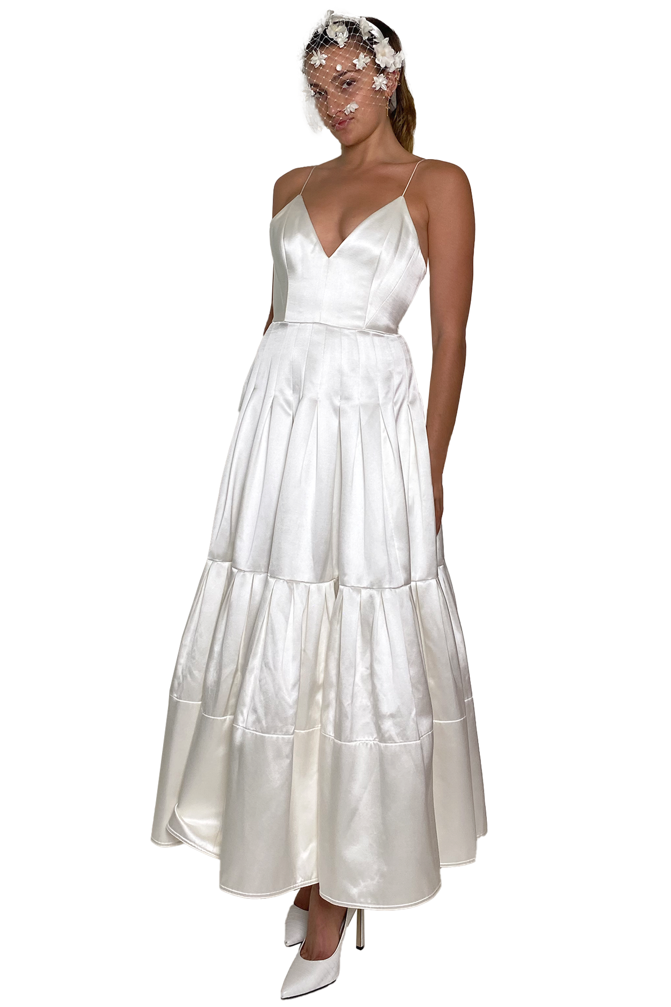 SILK TIER DRESS IN WHITE