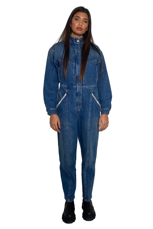 DENIM JUMPSUIT WITH LOGO TAPE