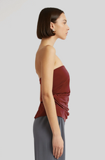 Load image into Gallery viewer, SIDE COWL STRAPLESS TOP IN CARELIAN
