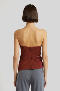 SIDE COWL STRAPLESS TOP IN CARELIAN