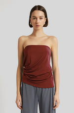 Load image into Gallery viewer, SIDE COWL STRAPLESS TOP IN CARELIAN
